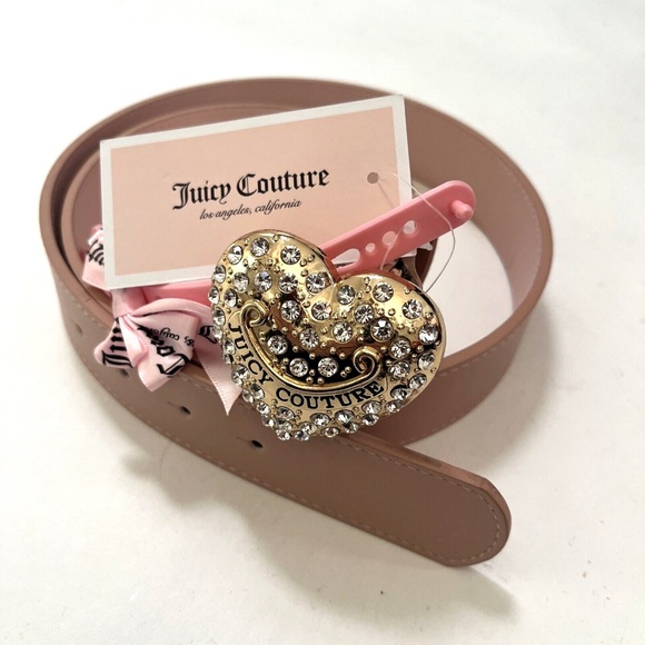 NWT Original JUICY COUTURE Rhinestone Belt Heart Logo Brand Buckle Pink M/L main image 6